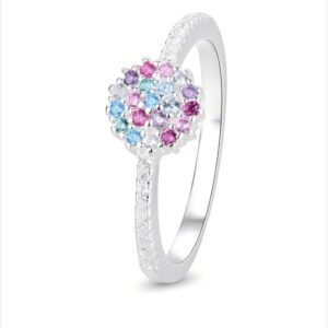 925 silver colorful CZ flower ring wholesale product detail