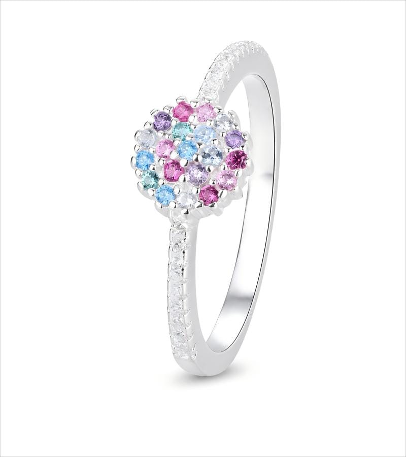 925 silver colorful CZ flower ring wholesale product detail