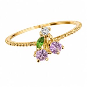925 silver colorful flower CZ ring wholesale