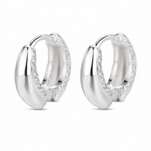 925 Sterling Silver Smooth Rhodium Silver Huggie Hoop Earrings for Wholesale Buyers - E001