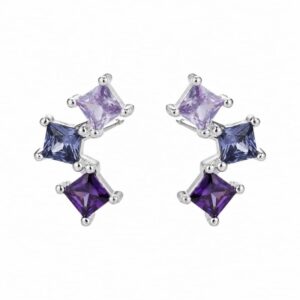 925 Sterling Silver Colorful CZ Ear Climber Stud Earrings for Wholesale Buyers - E0010