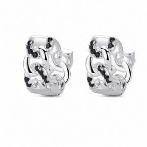 925 Sterling Silver Decorative CZ Huggie Hoop Earrings for Wholesale Buyers - E00102