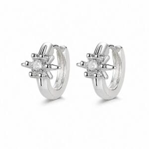 925 Sterling Silver Decorative CZ Huggie Hoop Earrings for Wholesale Buyers - E00103