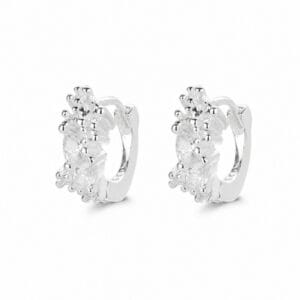925 Sterling Silver Decorative CZ Huggie Hoop Earrings for Wholesale Buyers - E00104