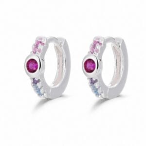 925 Sterling Silver Decorative CZ Huggie Hoop Earrings for Wholesale Buyers - E00105