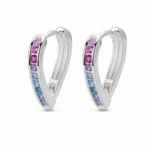 925 Sterling Silver Decorative CZ Huggie Hoop Earrings for Wholesale Buyers - E00106