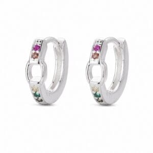 925 Sterling Silver Decorative CZ Huggie Hoop Earrings for Wholesale Buyers - E00107