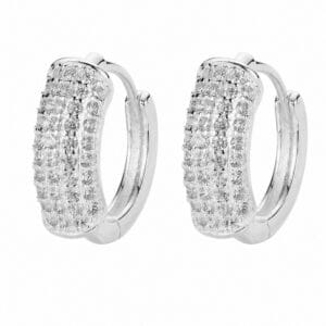 925 Sterling Silver Decorative CZ Huggie Hoop Earrings for Wholesale Buyers - E00108