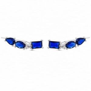 925 Sterling Silver Colorful CZ Ear Climber Stud Earrings for Wholesale Buyers - E0011