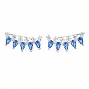 925 Sterling Silver Colorful CZ Ear Climber Stud Earrings for Wholesale Buyers - E0013