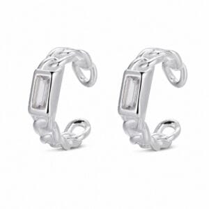 925 Sterling Silver Sculptural Silver Earrings with Pave Detail for Wholesale Buyers - E00130