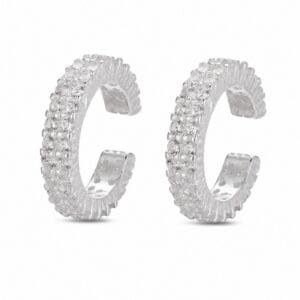 925 Sterling Silver Sculptural Silver Earrings with Pave Detail for Wholesale Buyers - E00131