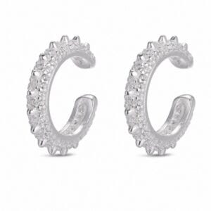 925 Sterling Silver Sculptural Silver Earrings with Pave Detail for Wholesale Buyers - E00133