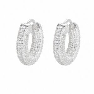 925 Sterling Silver Sculptural Silver Earrings with Pave Detail for Wholesale Buyers - E00137