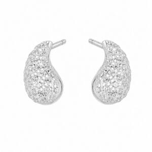 925 Sterling Silver Sculptural Silver Earrings with Pave Detail for Wholesale Buyers - E00138