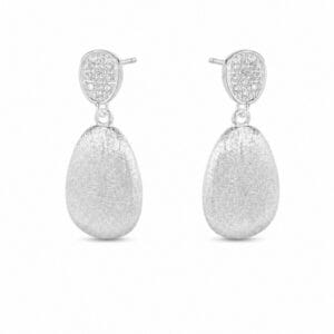 925 Sterling Silver Sculptural Silver Earrings with Pave Detail for Wholesale Buyers - E00139