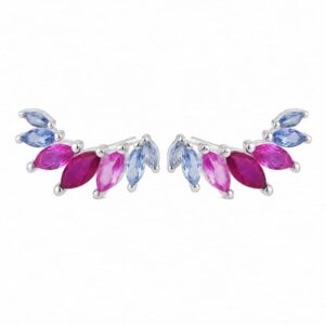 925 Sterling Silver Colorful CZ Ear Climber Stud Earrings for Wholesale Buyers - E0014