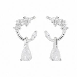 925 Sterling Silver Sculptural Silver Earrings with Pave Detail for Wholesale Buyers - E00140