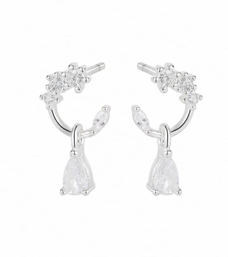 sparkle flower drop for silver flower earrings collection E00140