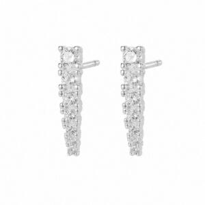 925 Sterling Silver Sculptural Silver Earrings with Pave Detail for Wholesale Buyers - E00141