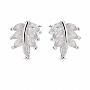 925 Sterling Silver Sculptural Silver Earrings with Pave Detail for Wholesale Buyers - E00142