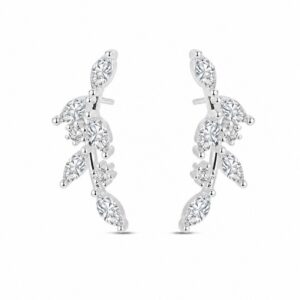 925 Sterling Silver Sculptural Silver Earrings with Pave Detail for Wholesale Buyers - E00143