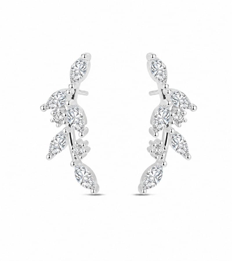 curved CZ crawler for ear climber earrings collection E00143