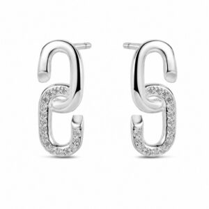 925 Sterling Silver Sculptural Silver Earrings with Pave Detail for Wholesale Buyers - E00144