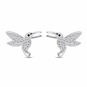 925 Sterling Silver Sculptural Silver Earrings with Pave Detail for Wholesale Buyers - E00146