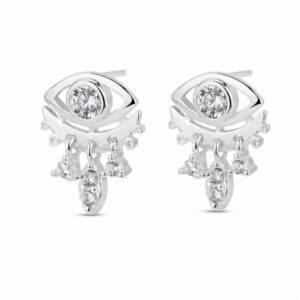925 Sterling Silver Sculptural Silver Earrings with Pave Detail for Wholesale Buyers - E00148