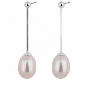 925 Sterling Silver Pearl Drop Earrings with Silver CZ Detail for Wholesale Buyers - E00153