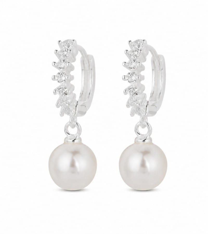 silver pearl drop for earrings with pearl drops collection E00158