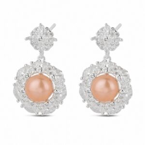 925 Sterling Silver Pearl Drop Earrings with Silver CZ Detail for Wholesale Buyers - E00159