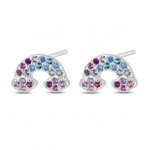 925 Sterling Silver Rainbow CZ Stud Earrings for Wholesale Buyers - E00162