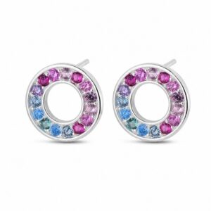 925 Sterling Silver Rainbow CZ Stud Earrings for Wholesale Buyers - E00163