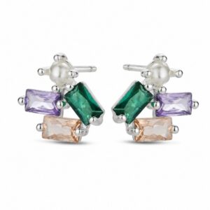 925 Sterling Silver Rainbow CZ Stud Earrings for Wholesale Buyers - E00165