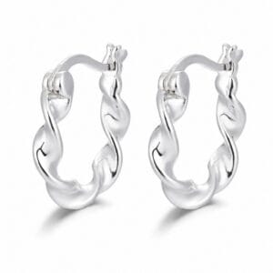 925 Sterling Silver Polished Silver Hoop Earrings with Pearl Detail for Wholesale Buyers - E00172