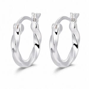 925 Sterling Silver Polished Silver Hoop Earrings with Pearl Detail for Wholesale Buyers - E00173
