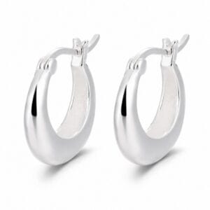 925 Sterling Silver Polished Silver Hoop Earrings with Pearl Detail for Wholesale Buyers - E00175