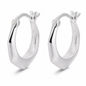 925 Sterling Silver Polished Silver Hoop Earrings with Pearl Detail for Wholesale Buyers - E00176