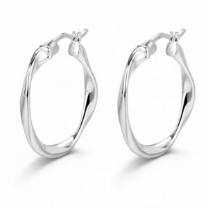 925 Sterling Silver Polished Silver Hoop Earrings with Pearl Detail for Wholesale Buyers - E00177