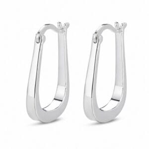 925 Sterling Silver Polished Silver Hoop Earrings with Pearl Detail for Wholesale Buyers - E00178
