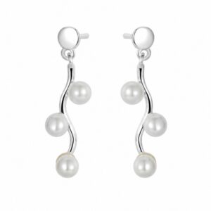 925 Sterling Silver Occasion Drop Earrings with Pearl and Crystal Detail for Wholesale Buyers - E00182