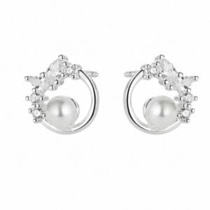 925 Sterling Silver Occasion Drop Earrings with Pearl and Crystal Detail for Wholesale Buyers - E00183