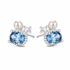 925 Sterling Silver Occasion Drop Earrings with Pearl and Crystal Detail for Wholesale Buyers - E00186