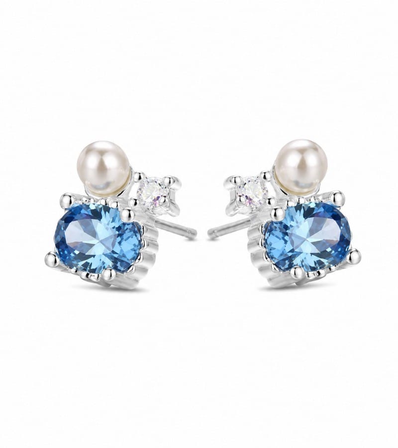 silver pearl drop for earrings with pearl drops collection E00186
