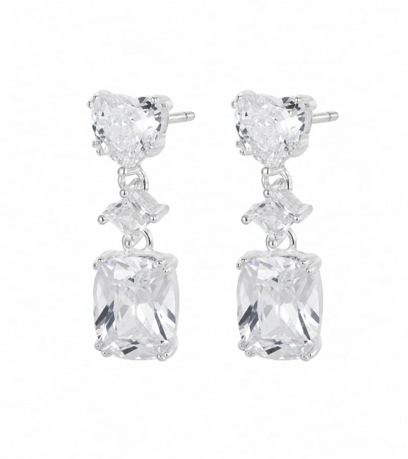 sparkle silver drop for cubic zirconia drop earrings collection E00196