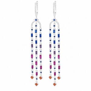 925 Sterling Silver Colorful Statement Chandelier Earrings for Wholesale Buyers - E00210