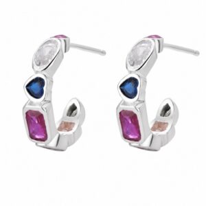 925 Sterling Silver Colored CZ Hoop and Drop Earrings for Wholesale Buyers - E00218