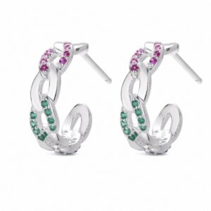 925 Sterling Silver Colored CZ Hoop and Drop Earrings for Wholesale Buyers - E00219